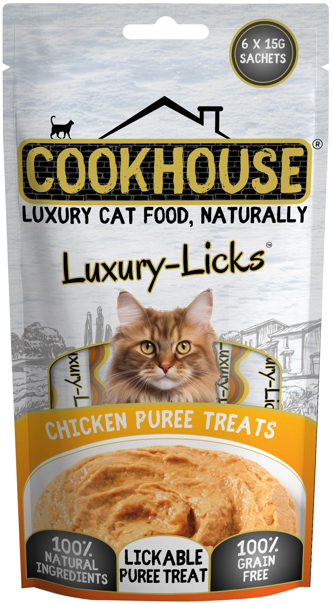COOKHOUSE Luxury Licks Chicken Puree Treats – 6 x 15g Sachets