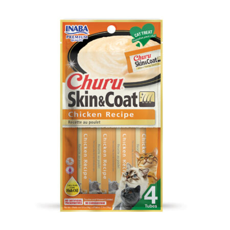 Churu Lickable Skin & Coat Cat Treats – Chicken Recipe (4 × 14g)
