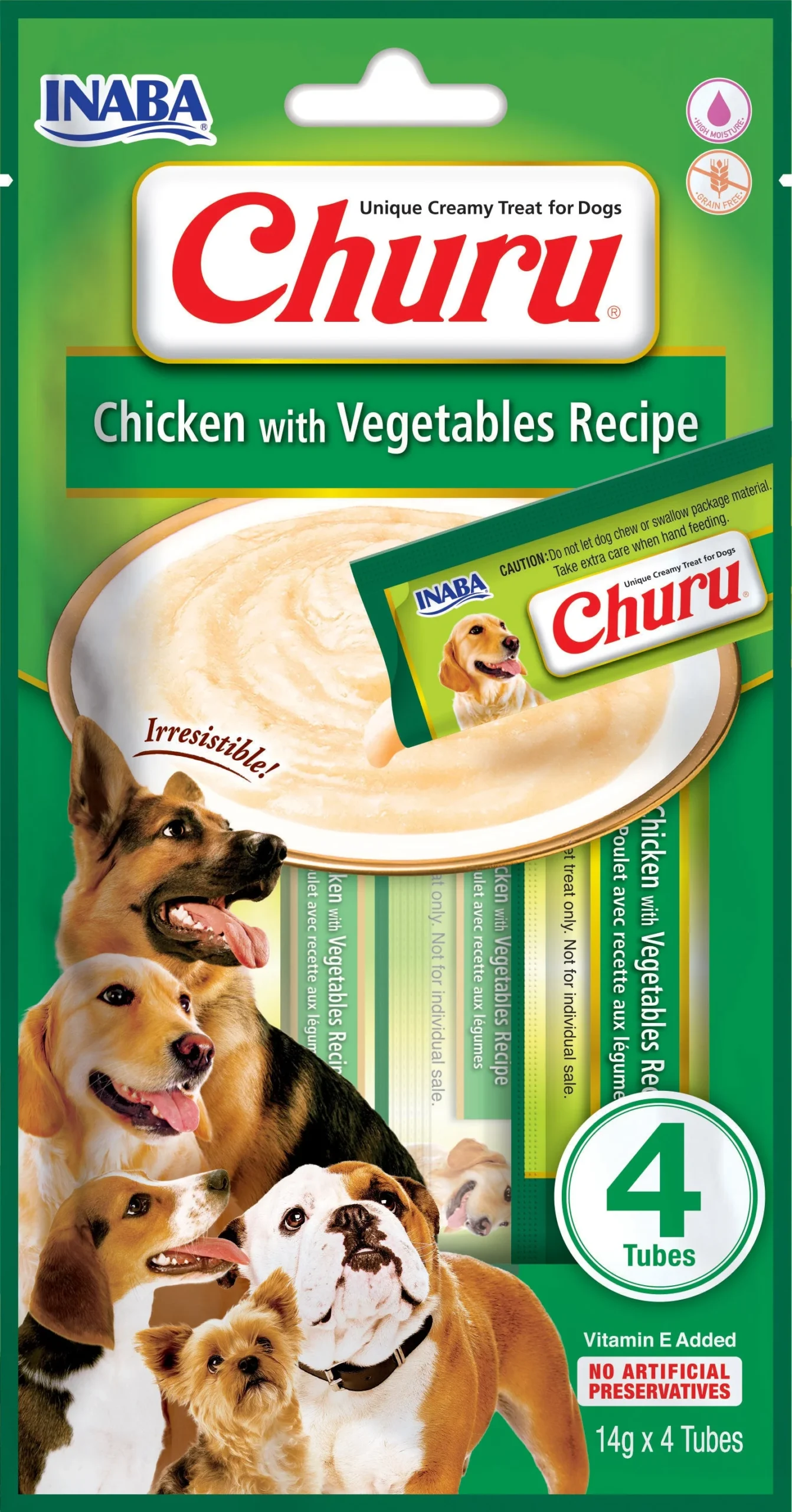 Churu Lickable Dog Treats – Chicken with Vegetables Recipe (4 × 14g)
