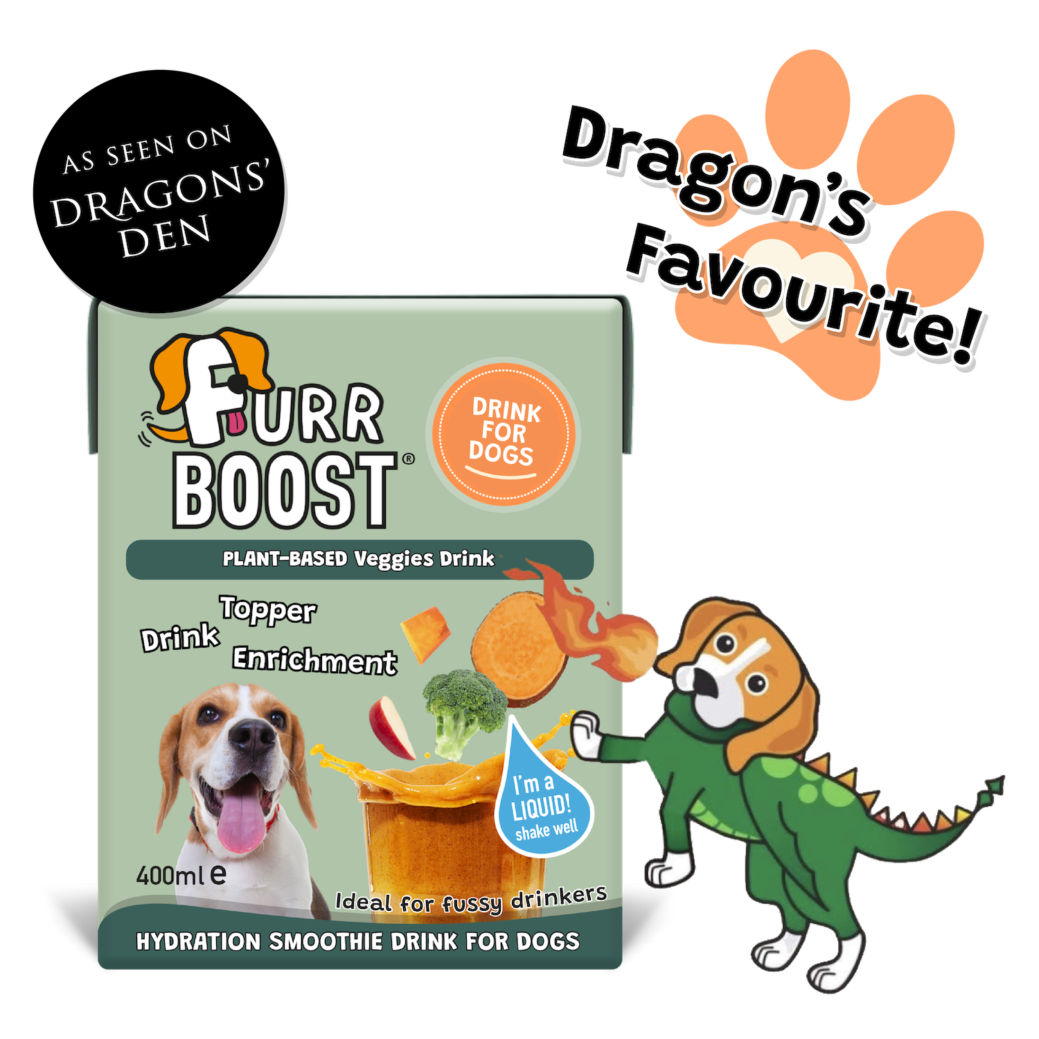 Plant-Based Dog & Cat Drink + Food Topper | Natural Hydration & Functional Nutrition 400ml