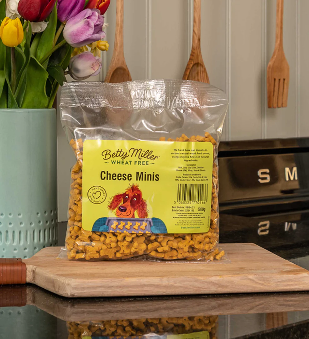 Betty Miller’s Wheat-Free Cheese Minis – Soft-Baked Cheddar Dog Treats 400g