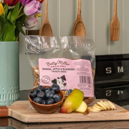 Betty Miller’s Grain-Free Banana, Apple & Blueberry Bones – Fruity Dog Treats 400g